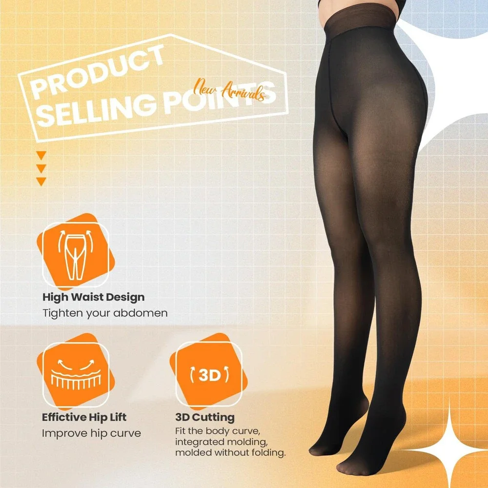 Caprilite Women's 2 Pairs Fleece Lined Tights-Fake SMALL, BLACK+BROWN, 2